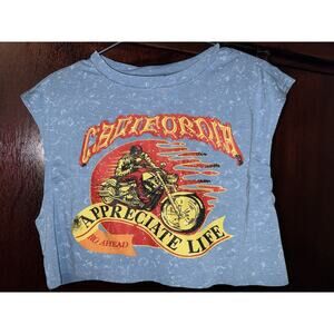 New Cropped Small shirt California appreciate life motorcycle shirt Cap Sleeve